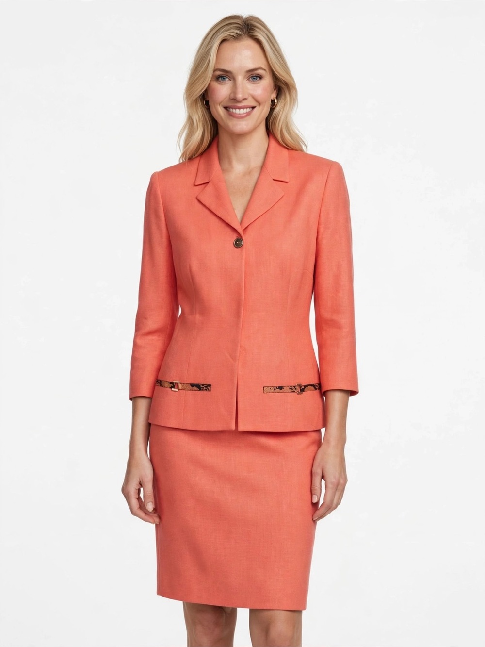 Donna Morgan Apricot Skirt Suit Size 10 Like New